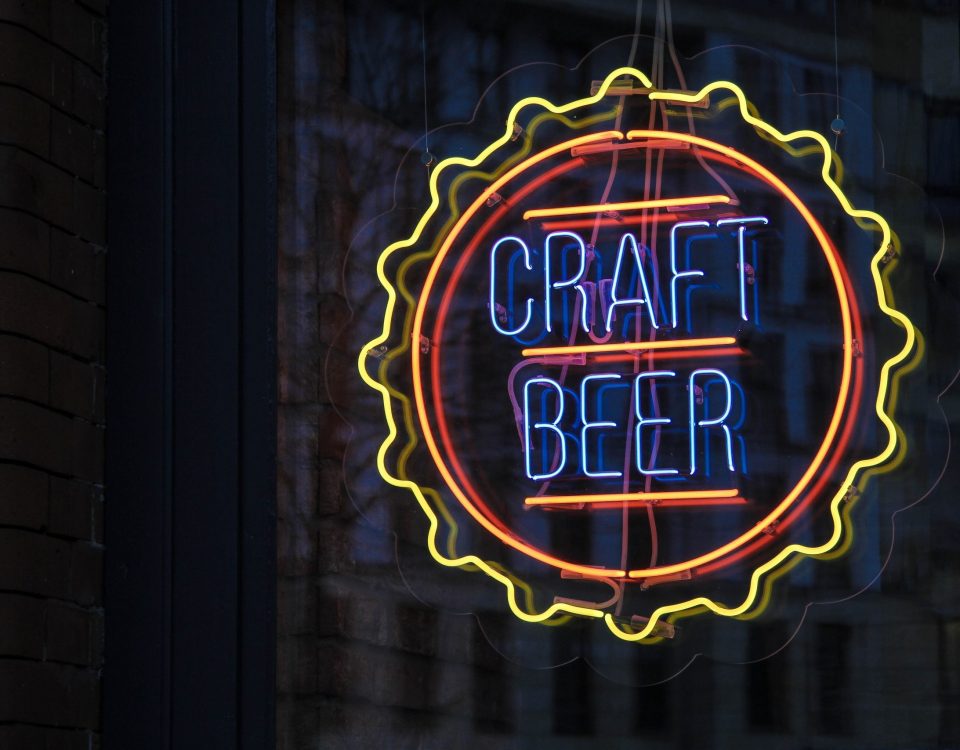 craft beer neon sign inside brewery