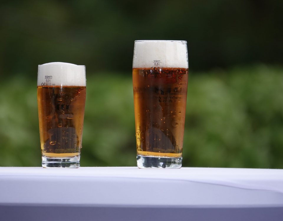 two beer glasses