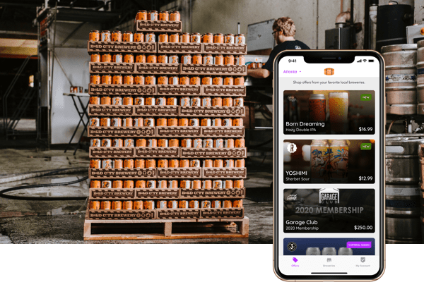 craftcellr app (now oznr) next to canned beer