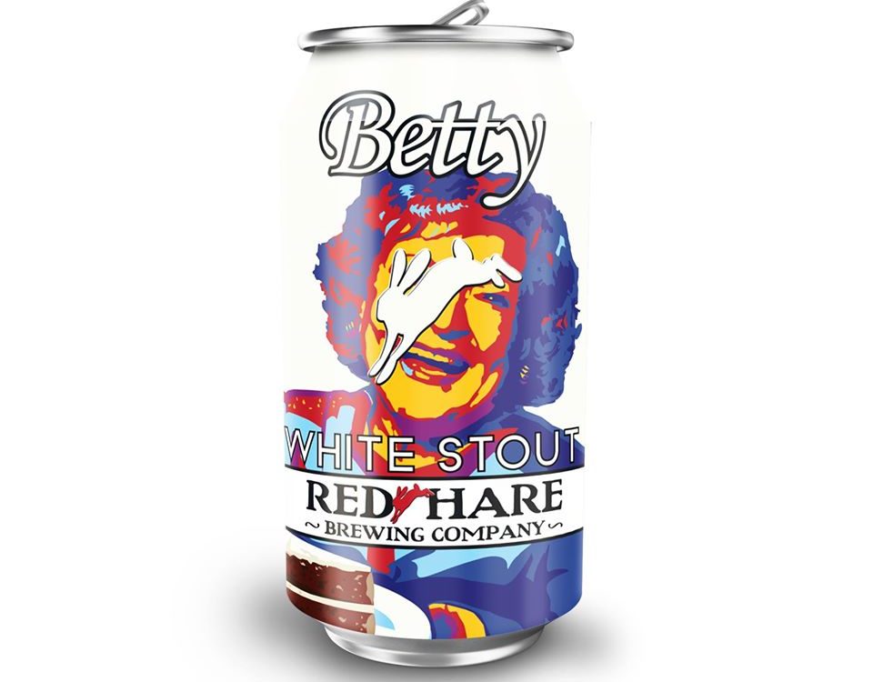 red hare betty white stout in a can
